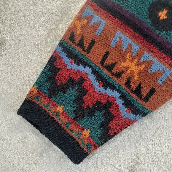 Le Moda Women Sz M Aztec Southwestern Multicolor Cardigan Sweater Button Up - Picture 7 of 9
